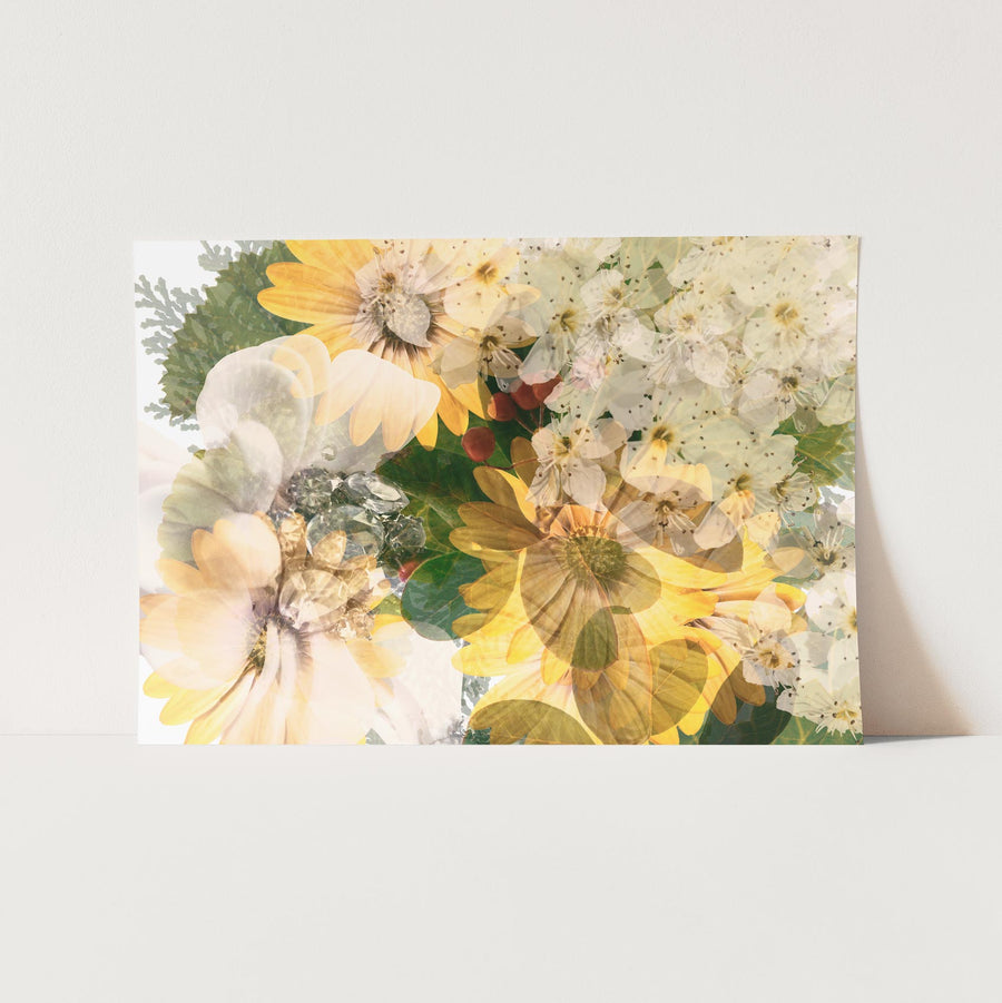 Green Garden with Daisies Art Print on Paper | Paper and Flower Photographic Studio